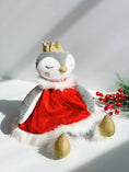 Load image into Gallery viewer, Penguin Stuffed Animal Pen the Princess - Dressed in Removable Peach Dress or Christmas Red Dress