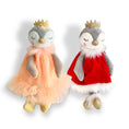 Load image into Gallery viewer, Penguin Stuffed Animal Pen the Princess - Dressed in Removable Peach Dress or Christmas Red Dress
