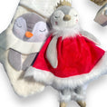 Load image into Gallery viewer, Penguin Stuffed Animal Pen the Princess - Dressed in Removable Peach Dress or Christmas Red Dress