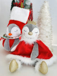 Load image into Gallery viewer, Penguin Stuffed Animal Pen the Princess - Dressed in Removable Peach Dress or Christmas Red Dress