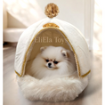 Load image into Gallery viewer, PoshPaws Luxury Velvet 2-in-1 Pet Cave Bed – For Small Dogs, Cats & Other Fur Babies (White or Champagne)