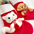 Load image into Gallery viewer, Christmas Stockings with 3D Plush Animal Characters (Red or White - Kitty the Cat Stocking) | EliEla Toys