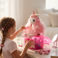 Load image into Gallery viewer, Isa the Unicorn - Plush Unicorn with pink long hair and sparkly horn and Play pretend Hairstyling Kit