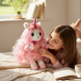 Load image into Gallery viewer, Isa the Unicorn - Plush Unicorn with pink long hair and sparkly horn and Play pretend Hairstyling Kit