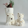 Load image into Gallery viewer, Nicolai the cutest polar bear stuffed animal with white scarf and bear Christmas stocking