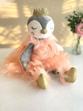 Load image into Gallery viewer, Penguin Stuffed Animal Pen the Princess - Dressed in Removable Peach Dress or Christmas Red Dress