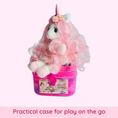 Load image into Gallery viewer, Isa the Unicorn - Plush Unicorn with pink long hair and sparkly horn and Play pretend Hairstyling Kit
