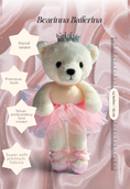 Load image into Gallery viewer, Bearinna Ballerina Bear, Polar Bear Ballerina with Genuine Rose Quartz Heart Pendant