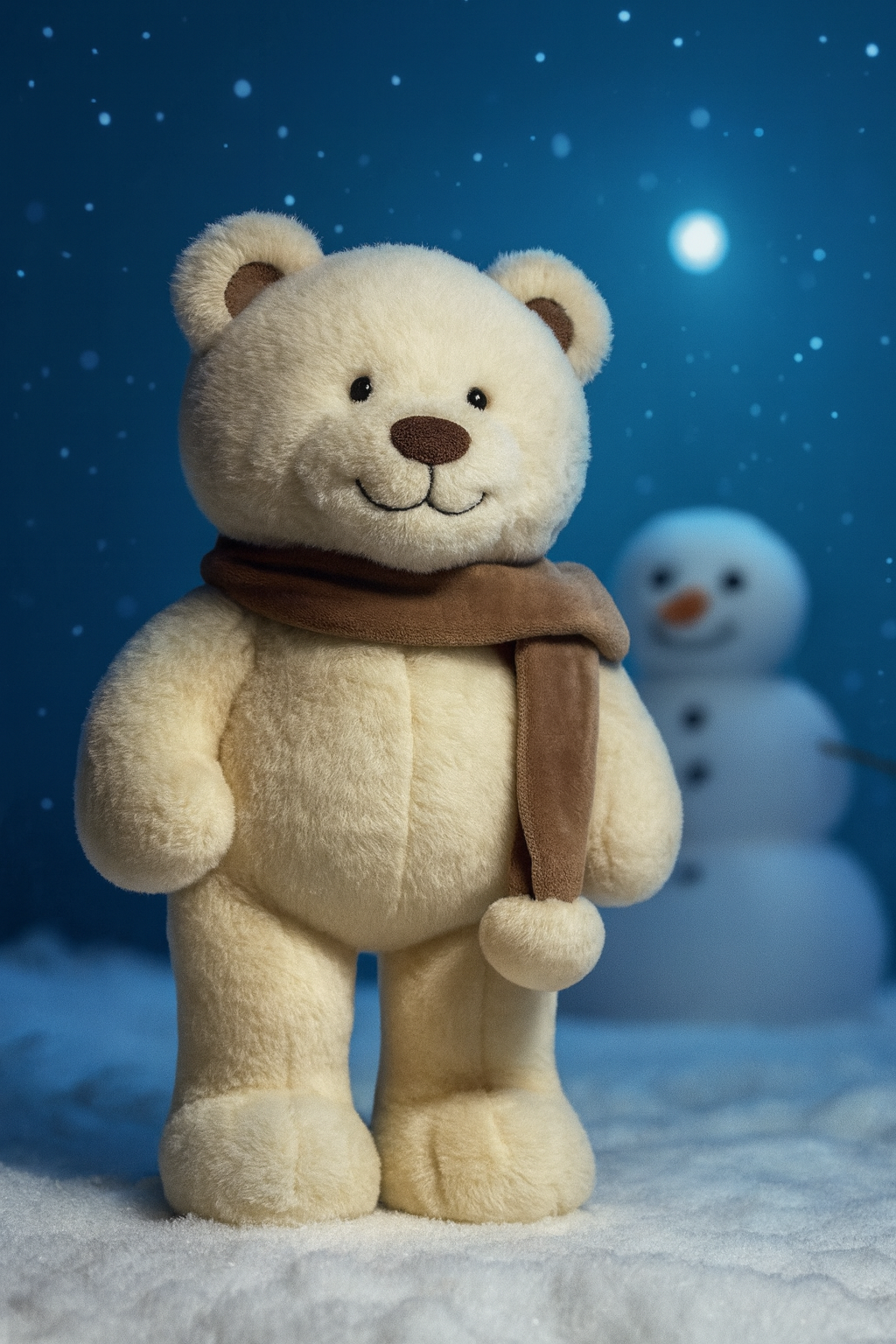 Nicolai the polar bear cub plush toy with beige scarf 