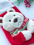 Christmas Stocking Polar Bear Arty 3D Characters Stockings for Kids and Family (White / Red)