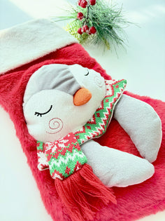 Penguin Stuffed Animal Pen the Princess - Dressed in Removable Peach Dress or Christmas Red Dress