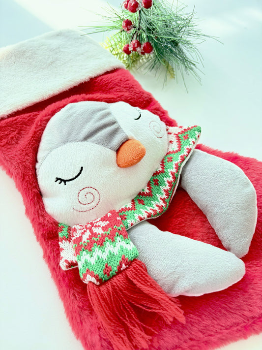 Penguin Stuffed Animal Pen the Princess - Dressed in Removable Peach Dress or Christmas Red Dress