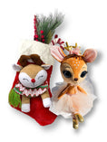 Load image into Gallery viewer, Christmas Stocking Nina Reindeer Girl 3D Characters for Kids and Family (Red / White)
