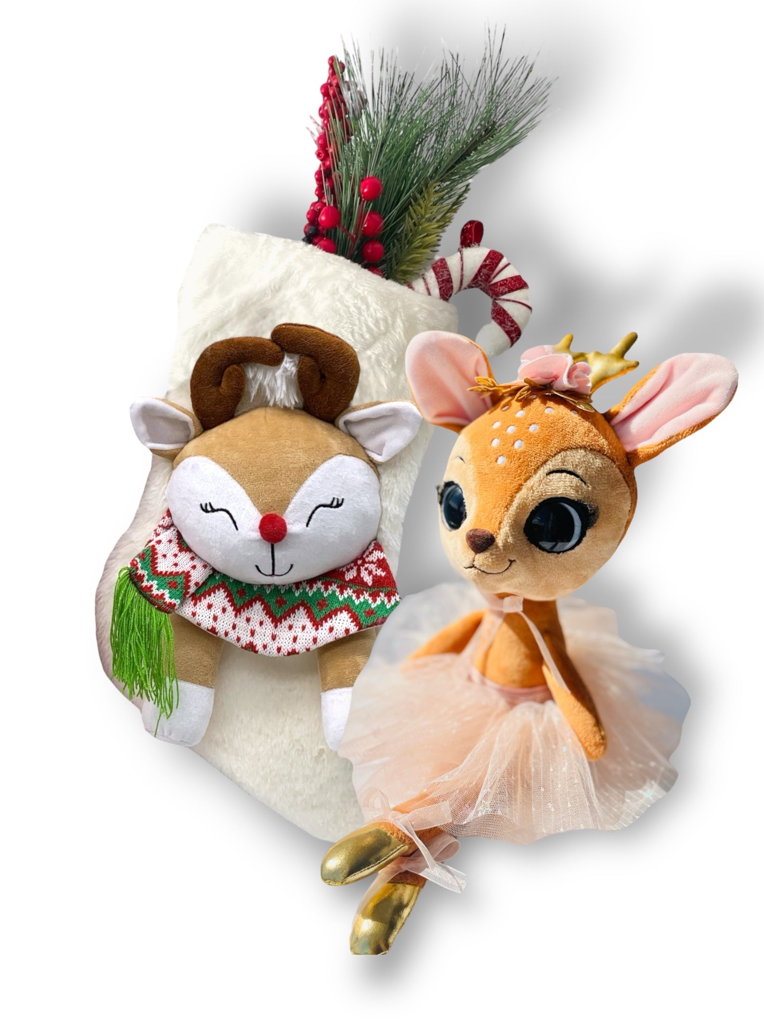 Christmas Stocking Nina Reindeer Girl 3D Characters for Kids and Family (Red / White)