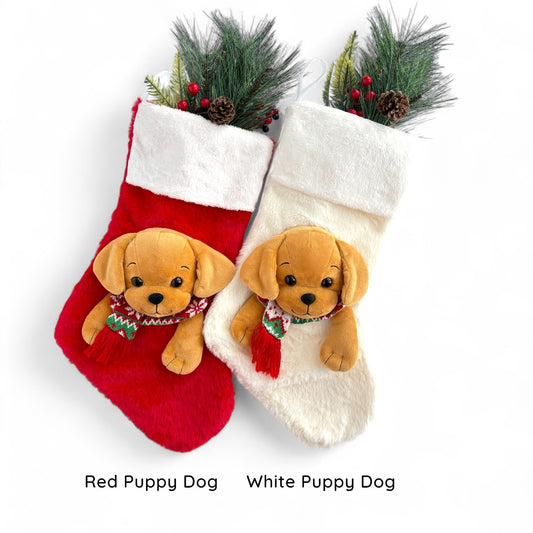 Christmas Stockings with 3D Plush Animal Characters (Red or White) | EliEla Toys