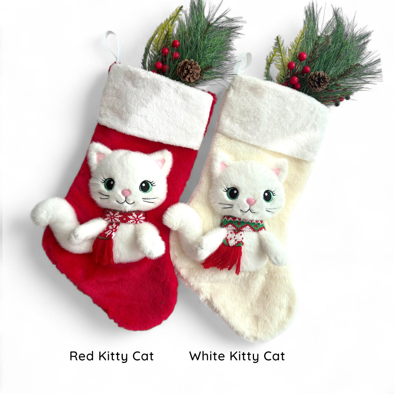 Christmas Stockings with 3D Plush Animal Characters (Red or White - Puppy Dog Stocking) | EliEla Toys