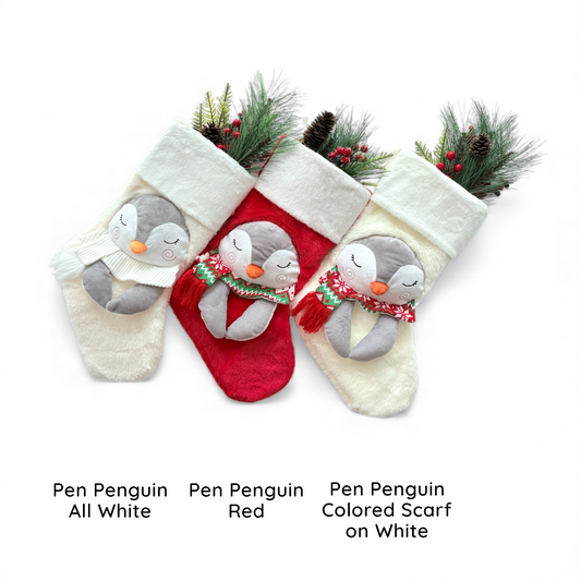 Christmas Stockings with 3D Plush Animal Characters (Red or White) | EliEla Toys