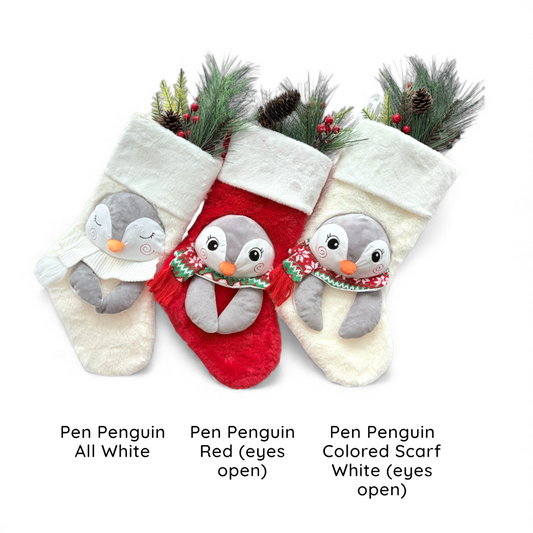 Christmas Stockings with 3D Plush Animal Characters (Red or White) | EliEla Toys