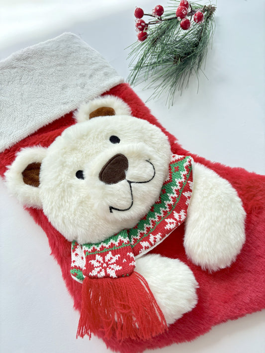 Nicolai the Polar Bear Plush Toy – White & Beige Scarf Options