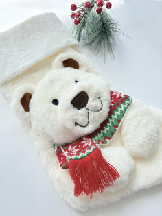 Nicolai the Polar Bear Plush Toy – White & Beige Scarf Options