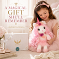Load image into Gallery viewer, Isa the Unicorn - Plush Unicorn with pink long hair and sparkly horn and Play pretend Hairstyling Kit
